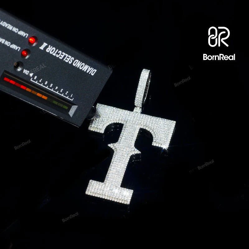 Pendentif Lettres Initiales de "T" Or Blanc 2"