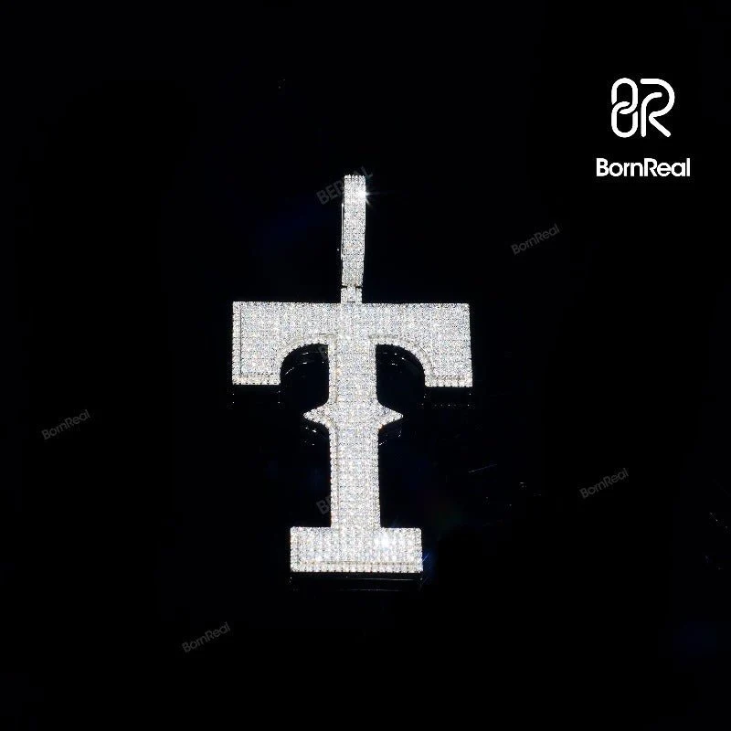 Pendentif Lettres Initiales de "T" Or Blanc 2"