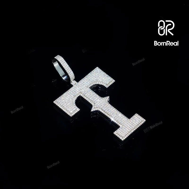 Pendentif Lettres Initiales de "T" Or Blanc 2"