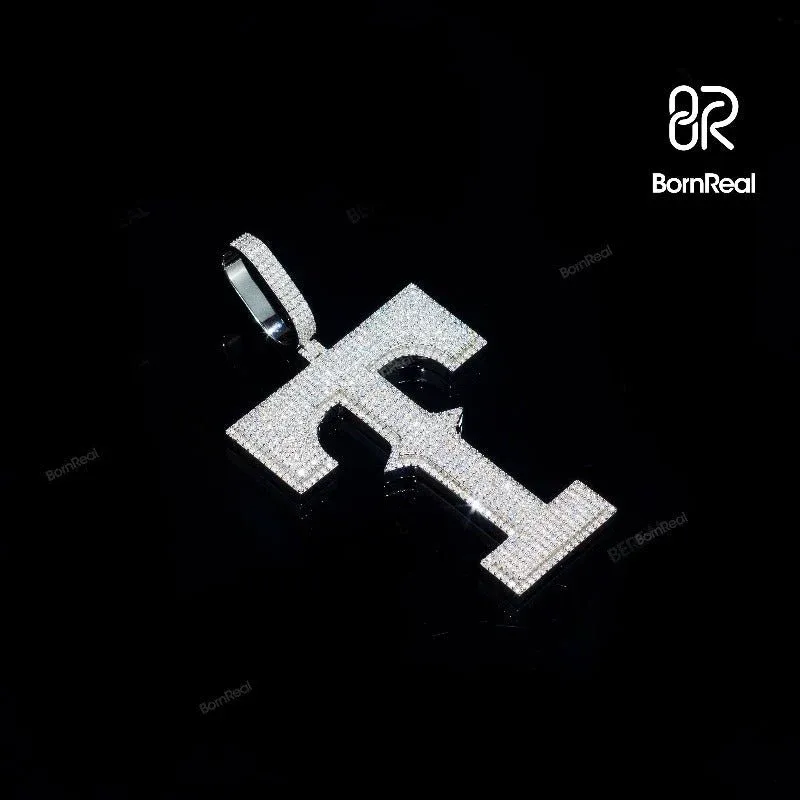 Pendentif Lettres Initiales de "T" Or Blanc 2"