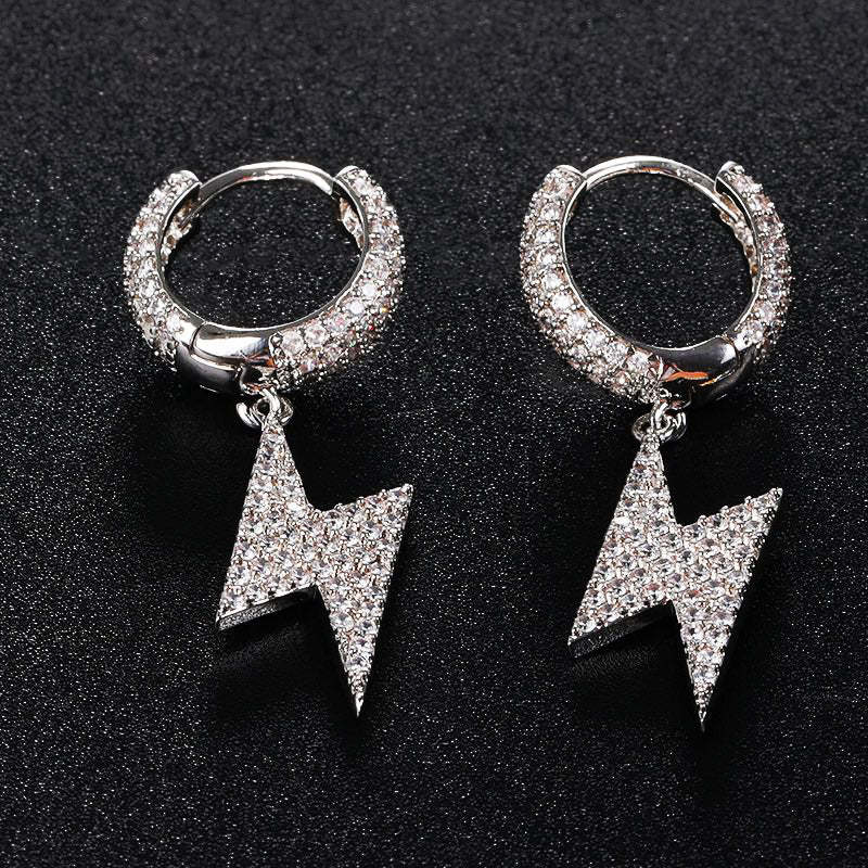 Boucles d'Oreilles Pendantes Eclair Moissanite