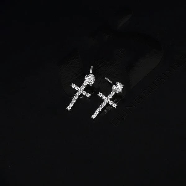 Boucles d'oreilles Cross en Or Blanc