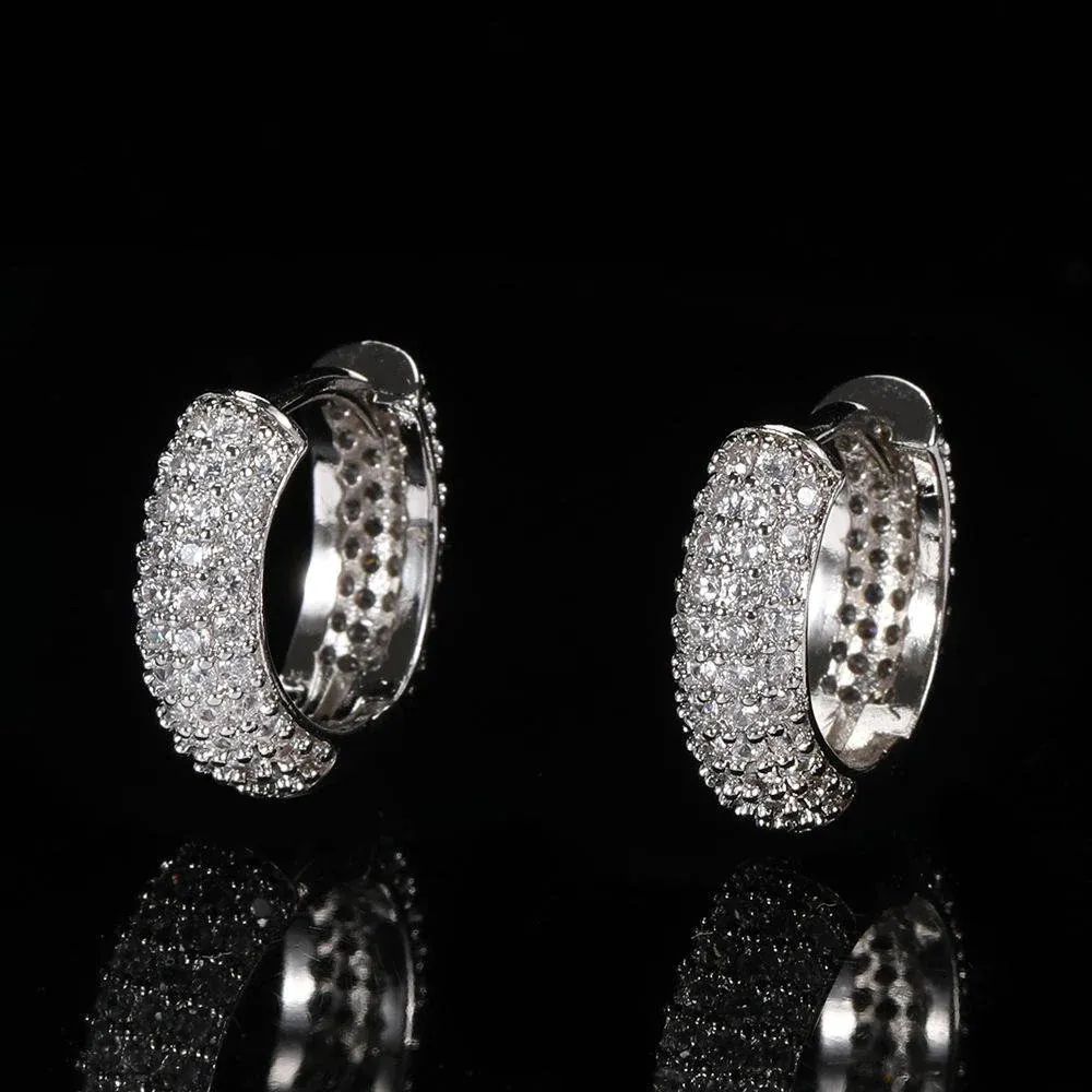 Boucles d'oreilles Micro-Pavé en Or Blanc