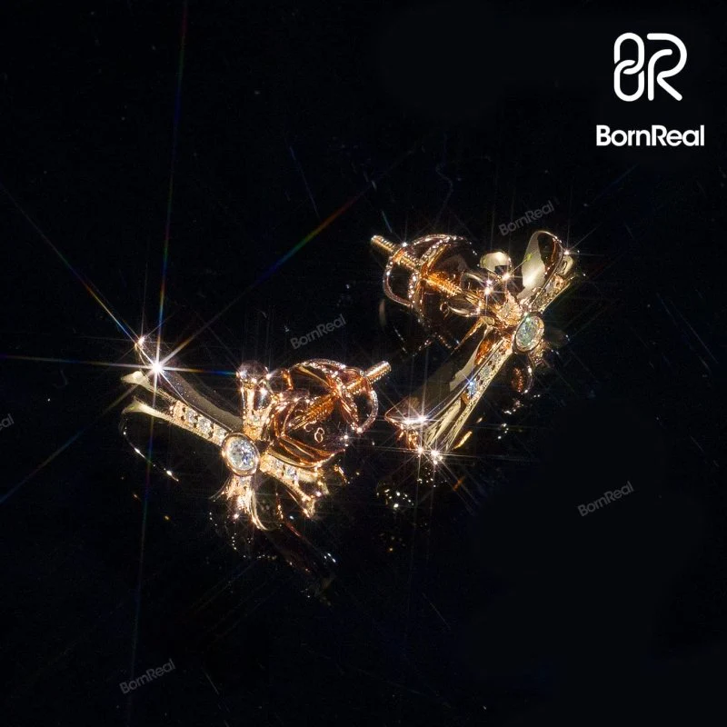 Boucle d'Oreille en Croix en Or