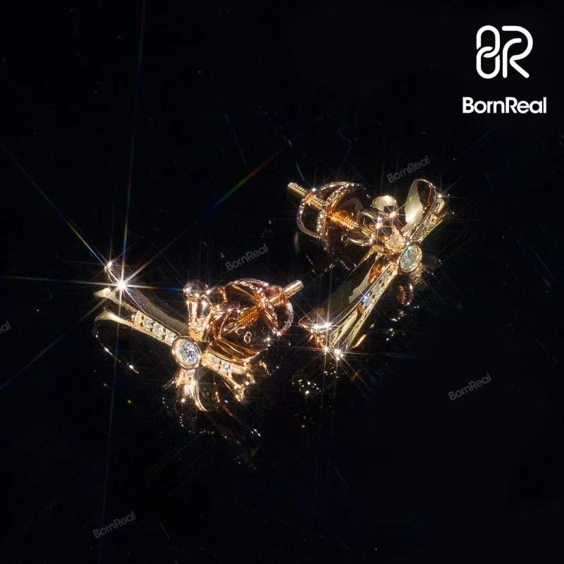 Boucle d'Oreille en Croix en Or