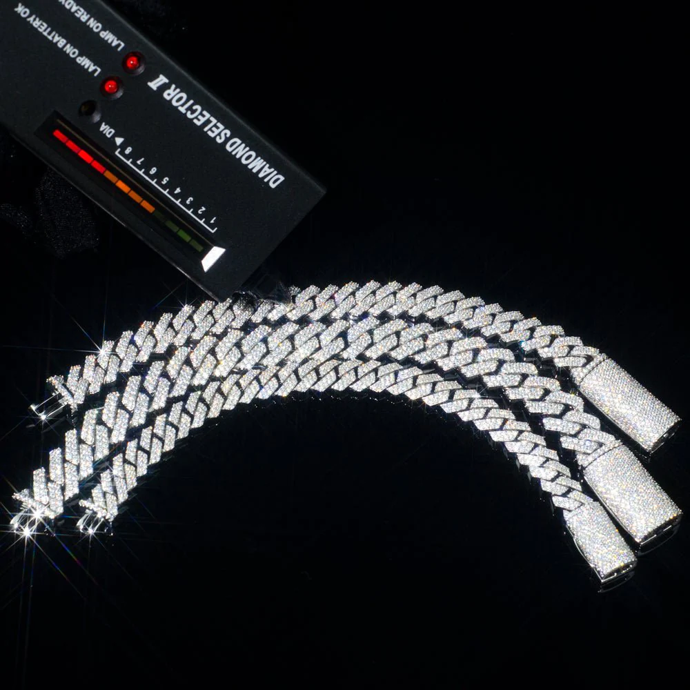 Bracelet Cubaine Glacée Miami 8mm/10mm/12mm avec Fermoir à Boîte