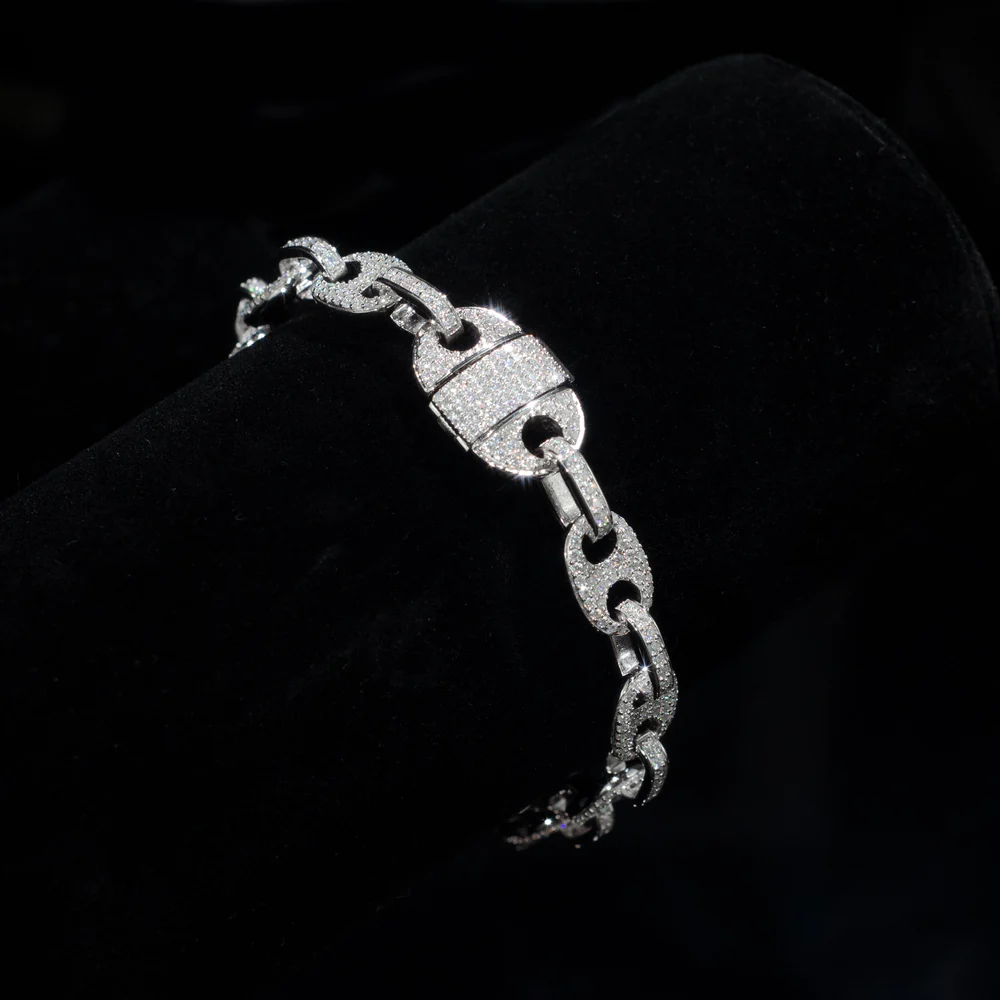 8mm Chaîne Cubaine G-Link en Or Blanc