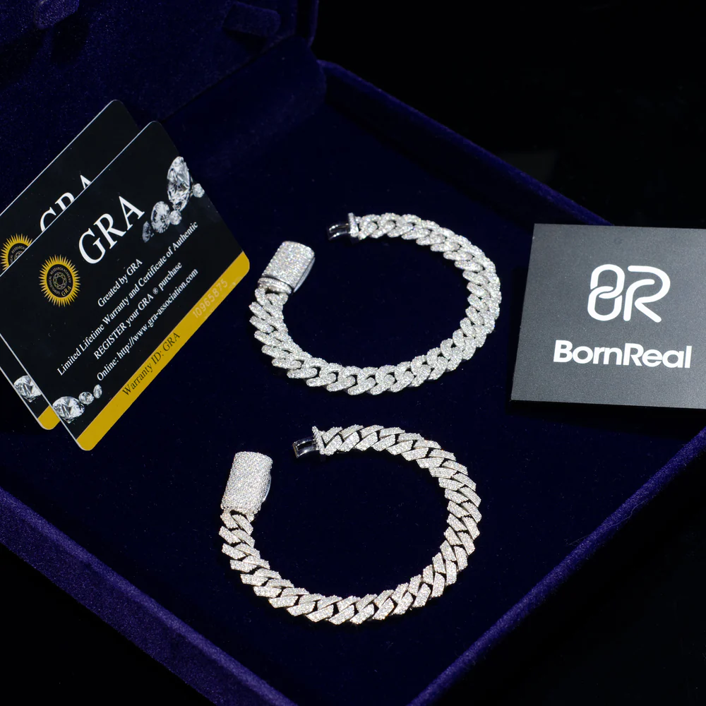 Bracelet Cubaine Glacée Miami 8mm/10mm/12mm avec Fermoir à Boîte