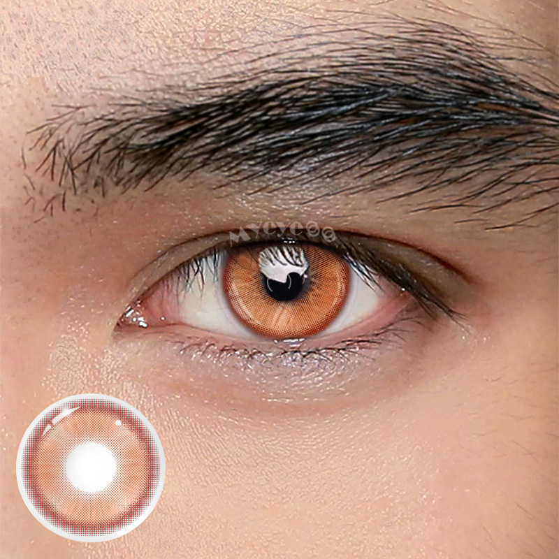 MYEYEBB Magic Coral Orange Brown Prescription Cosplay Colored Contact Lenses - Magic Coral Orange Brown - -8.00 - RY1000_GBN - image 1