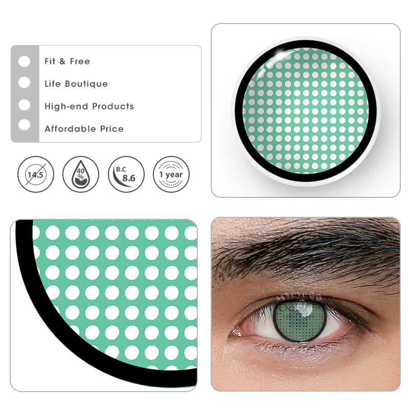 MYEYEBB Blind Mesh Green Prescription Men Cosplay Colored Contact Lenses  - image 6