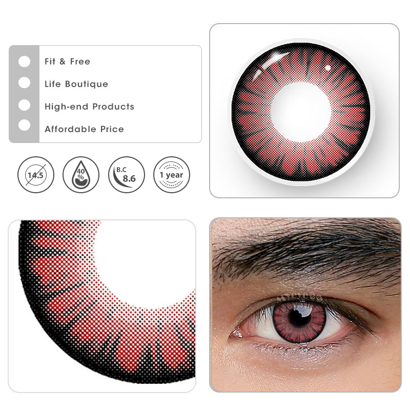 MYEYEBB Miracle Times Red Prescription Men Cosplay Colored Contact Lenses - image 5