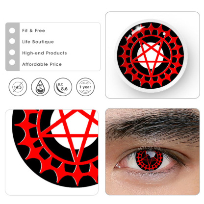 MYEYEBB Blind Ciel's Contract Red & Black Men Cosplay Colored Contact Lenses - image 5