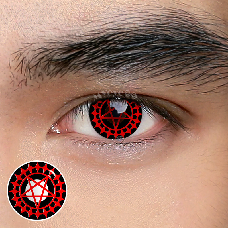 MYEYEBB Blind Ciel's Contract Red & Black Men Cosplay Colored Contact Lenses - Ciel's Contract Red & Black - 0.00 - RY75_RD BK - image 1
