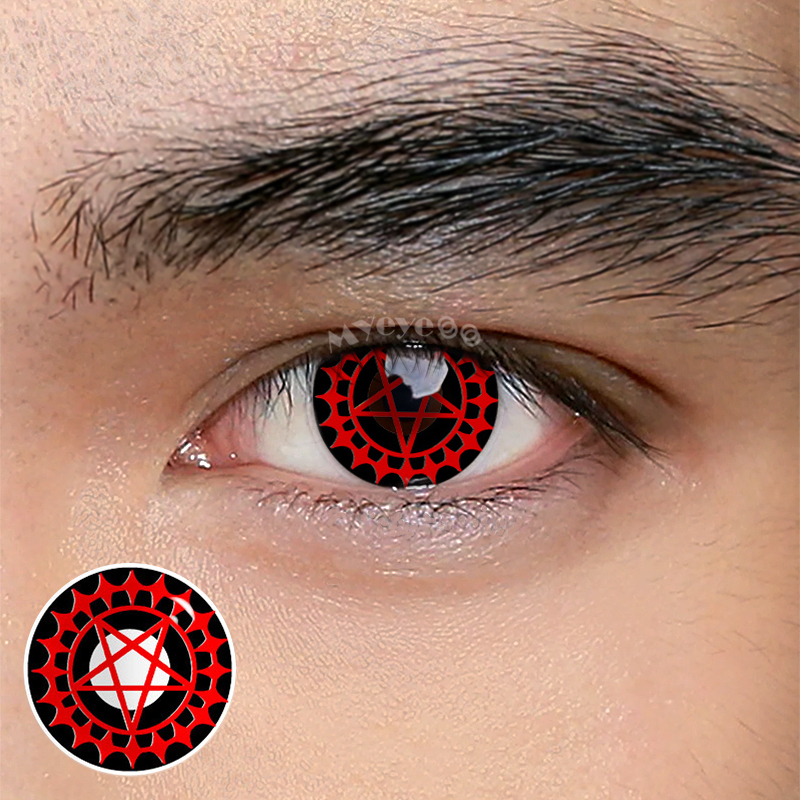 MYEYEBB Blind Ciel's Contract Red & Black Men Cosplay Colored Contact Lenses - Ciel's Contract Red & Black - 0.00 - RY75_RD BK - image 1
