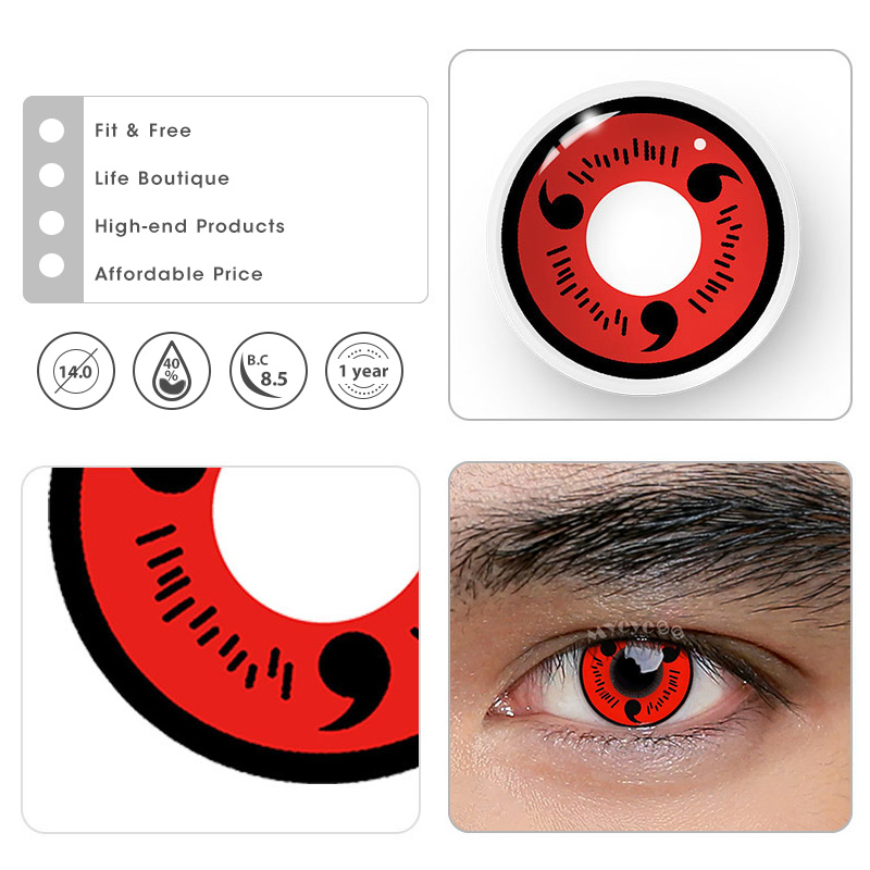 MYEYEBB Sharingan Magatama Red Prescription Men Cosplay Colored Contact Lenses - image 11