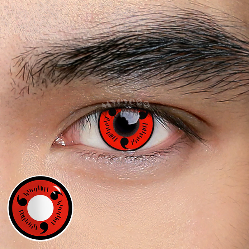 MYEYEBB Sharingan Magatama Red Prescription Men Cosplay Colored Contact Lenses - Sharingan Magatama Red - -8.00 - RY37_RD - image 1