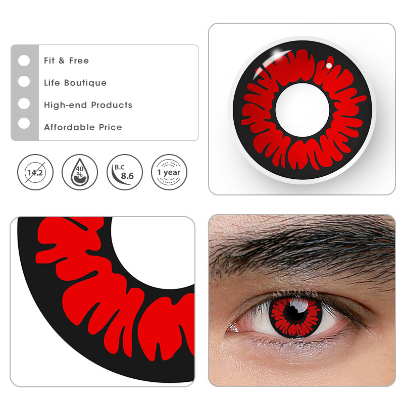 MYEYEBB Peony Red Prescription Men Cosplay Colored Contact Lenses  - image 5