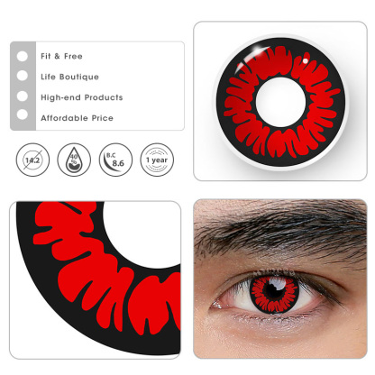 MYEYEBB Peony Red Prescription Men Cosplay Colored Contact Lenses  - image 5