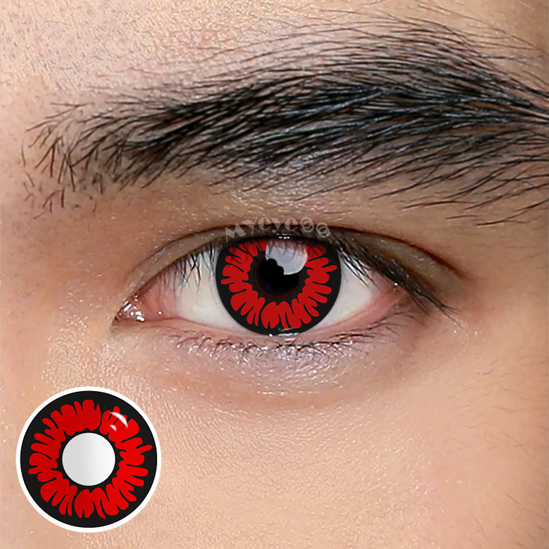 MYEYEBB Peony Red Prescription Men Cosplay Colored Contact Lenses  - Peony Red - -8.00 - RY297 - image 1