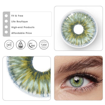 MYEYEBB Rebirth Cosmic Green Prescription Men Colored Contact Lenses - image 13