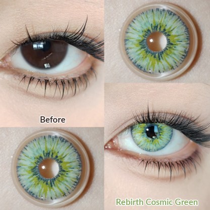 MYEYEBB Rebirth Cosmic Green Prescription Men Colored Contact Lenses - image 2