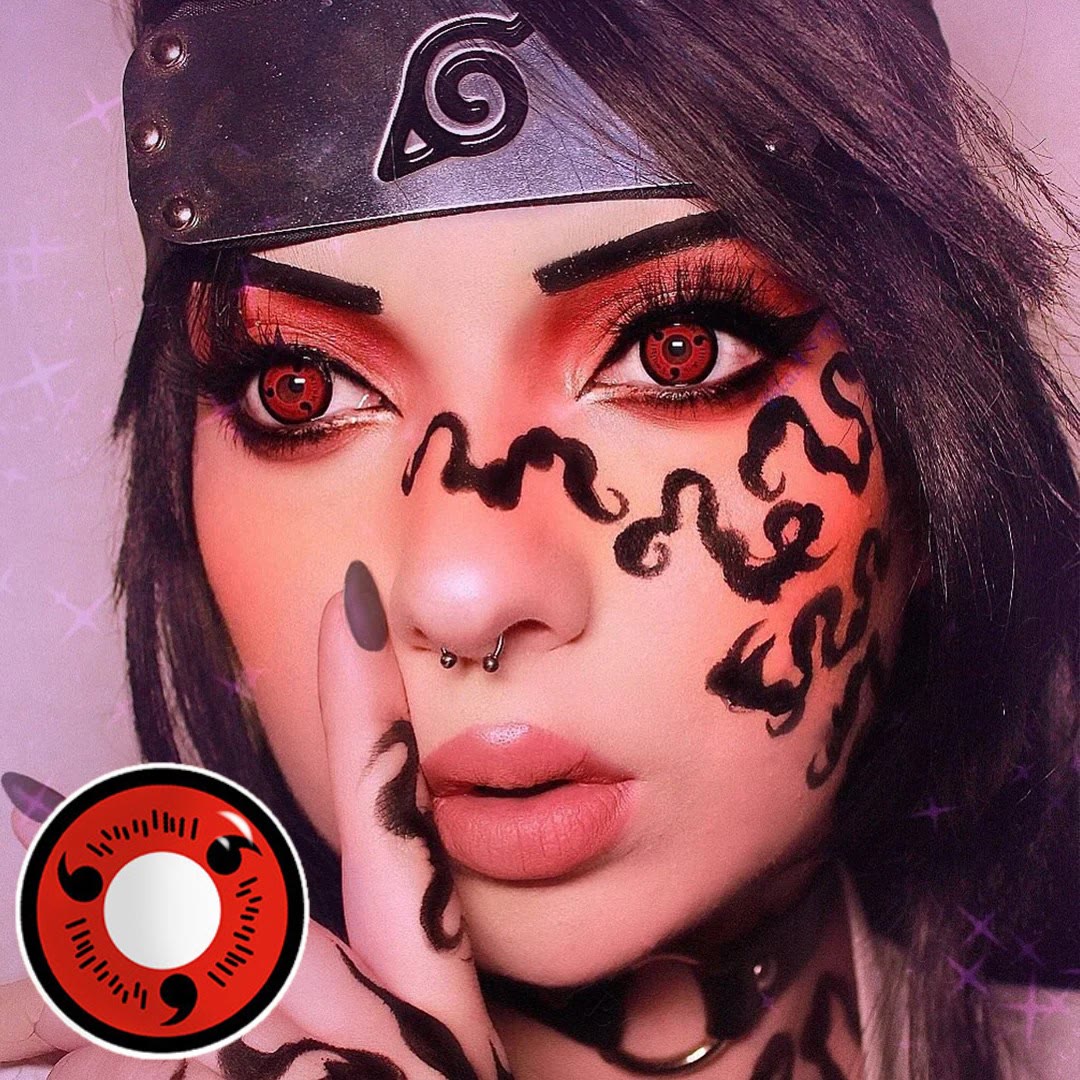 MYEYEBB Sharingan Magatama Red Prescription Men Cosplay Colored Contact Lenses - image 2