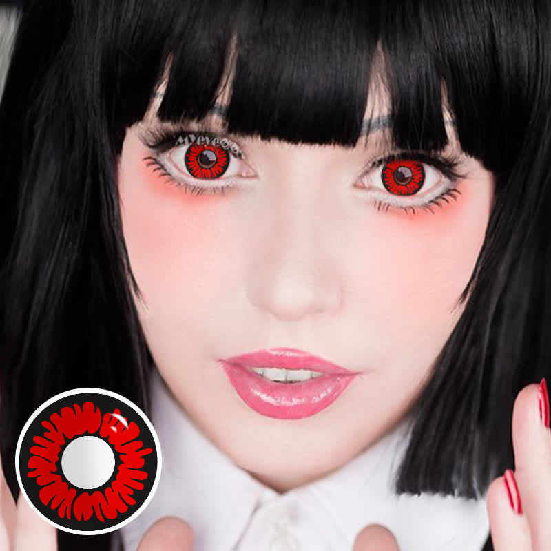 MYEYEBB Peony Red Prescription Men Cosplay Colored Contact Lenses  - image 4