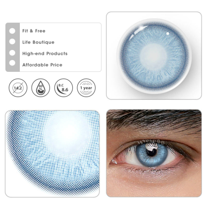 MYEYEBB Rare Iris Blue Prescription Men Colored Contact Lenses - image 4