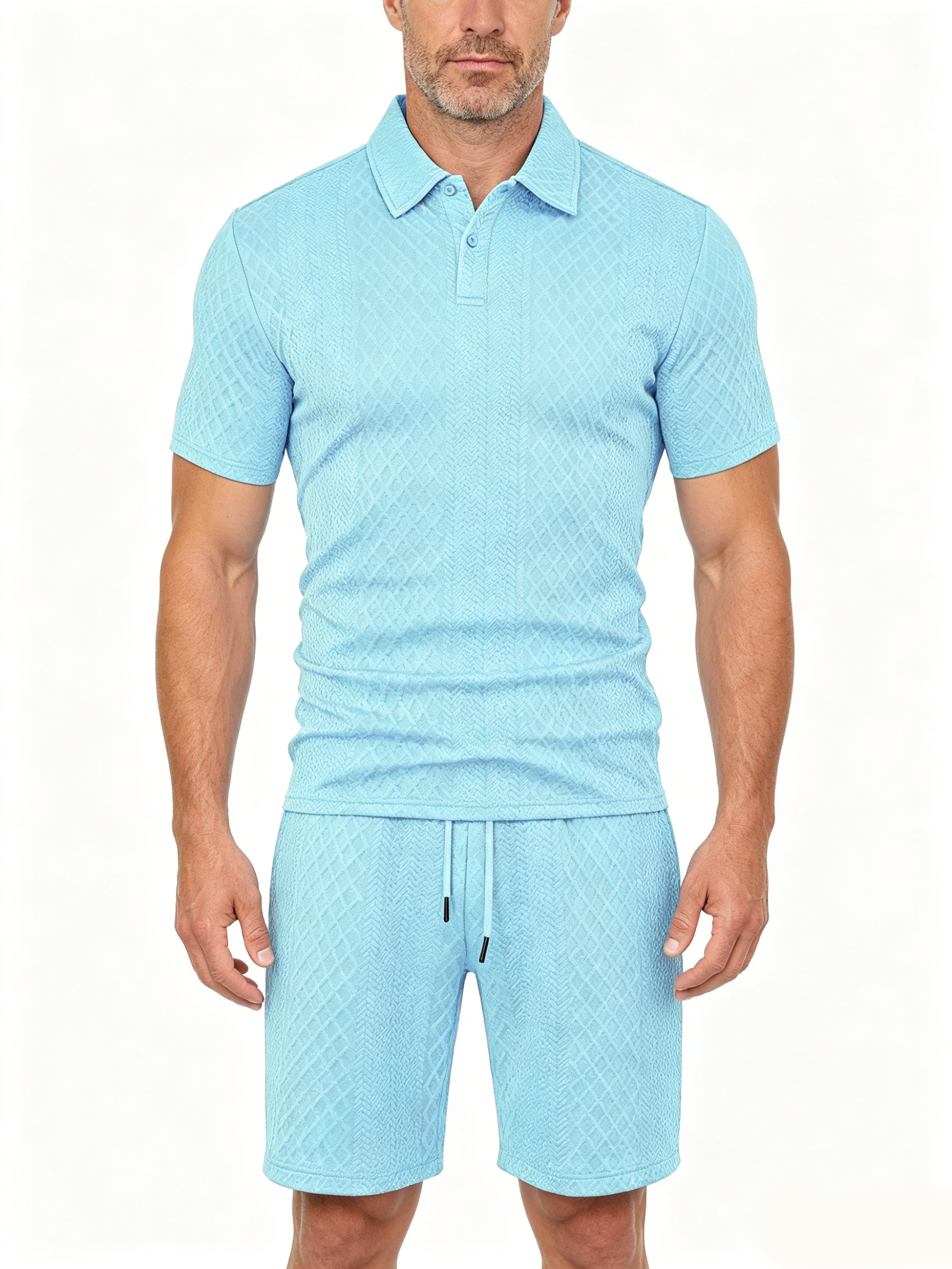 Men's Jacquard T Shirt & Shorts Set