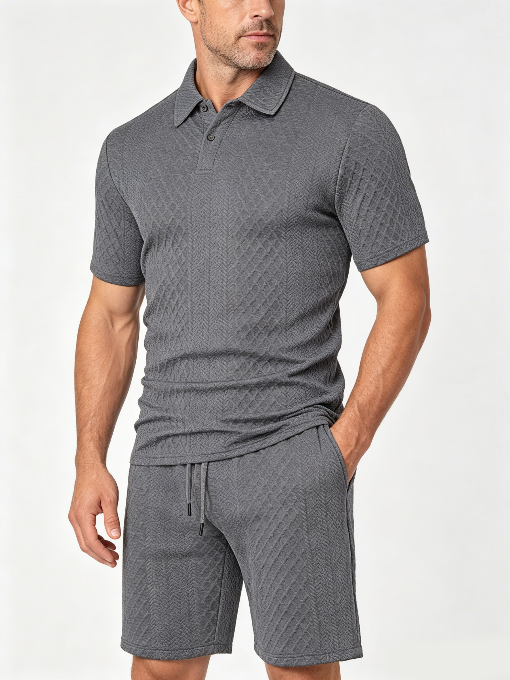 Men's Jacquard T Shirt & Shorts Set