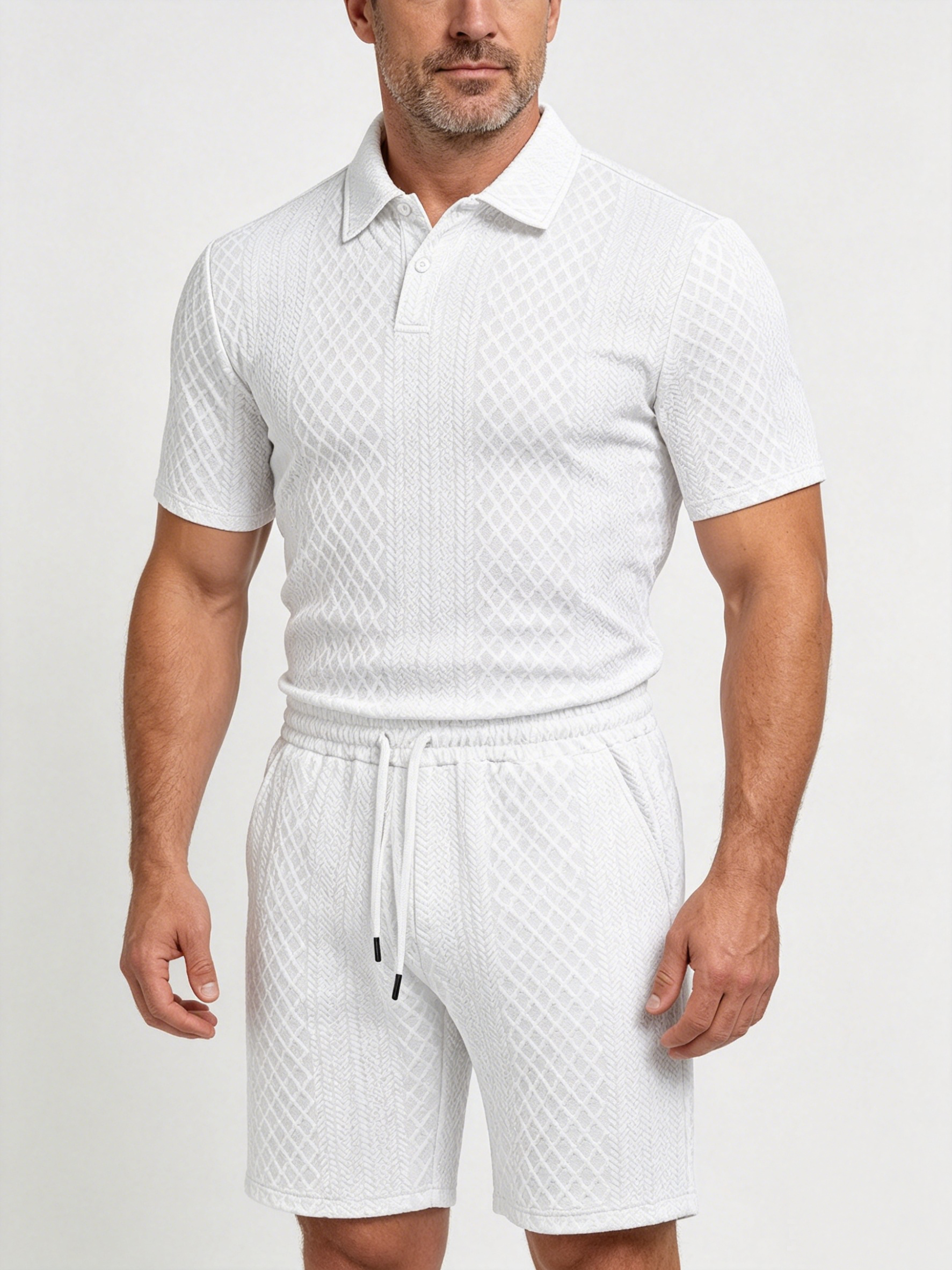 Men's Jacquard T Shirt & Shorts Set