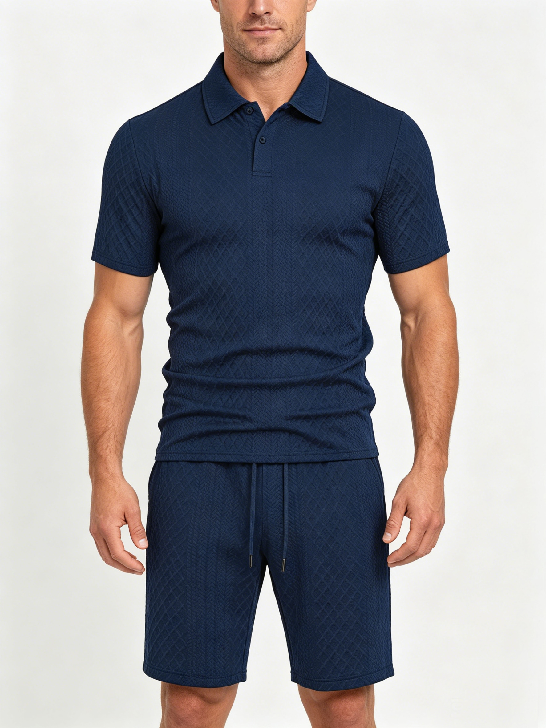 Men's Jacquard T Shirt & Shorts Set