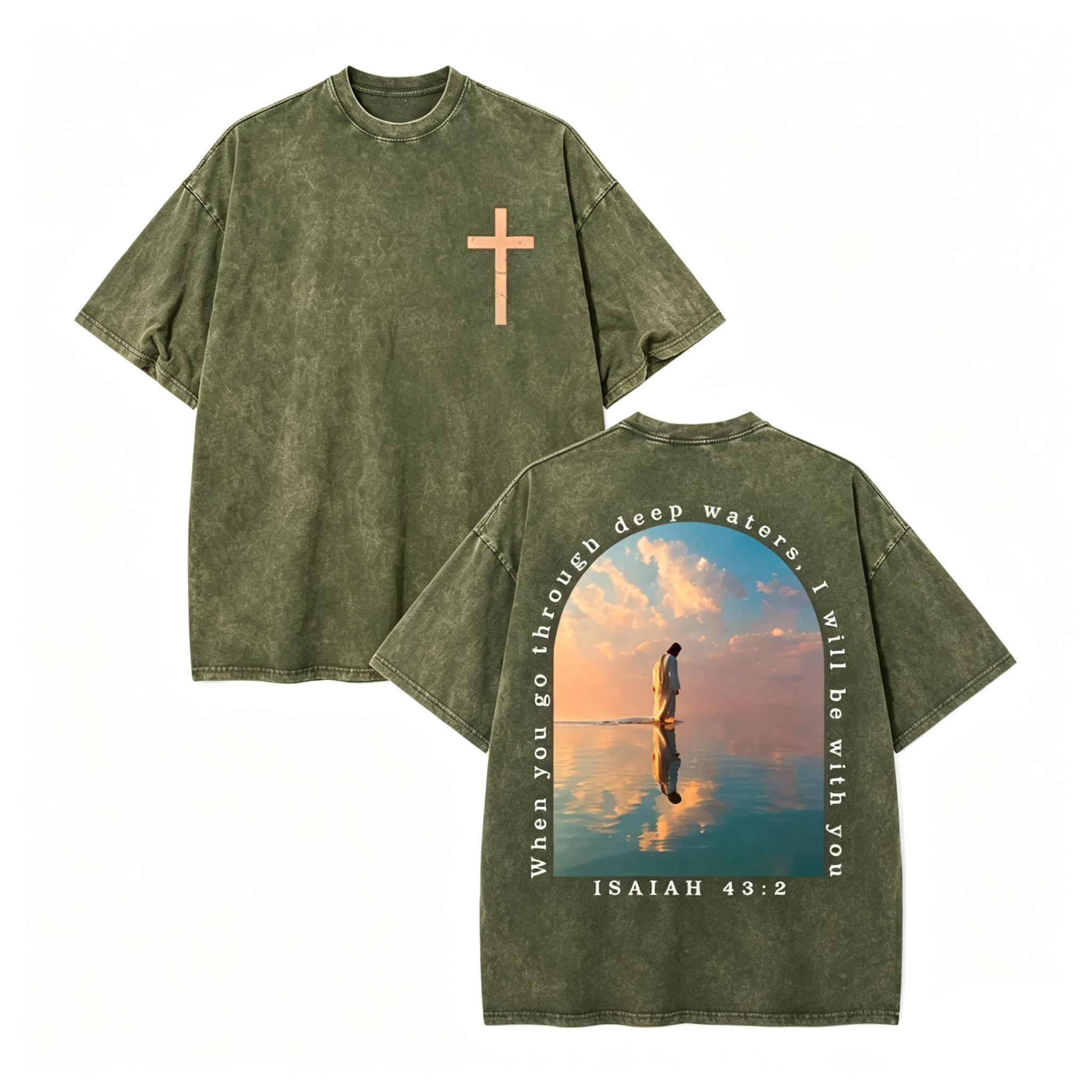 Isaiah 43:2 Washed Faith Tee ✝️ – “I Will Be With You” Vintage Shirt