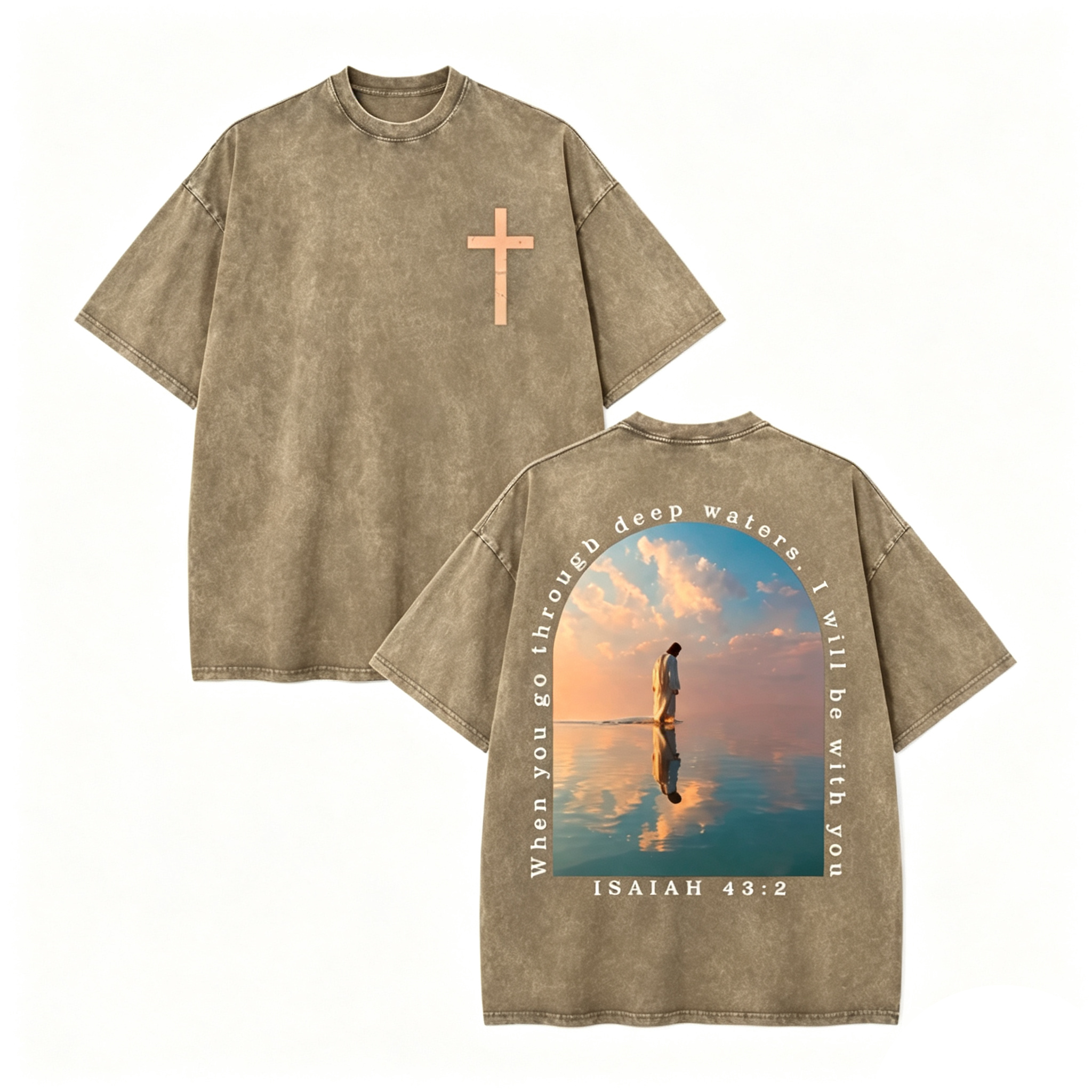 Isaiah 43:2 Washed Faith Tee ✝️ – “I Will Be With You” Vintage Shirt