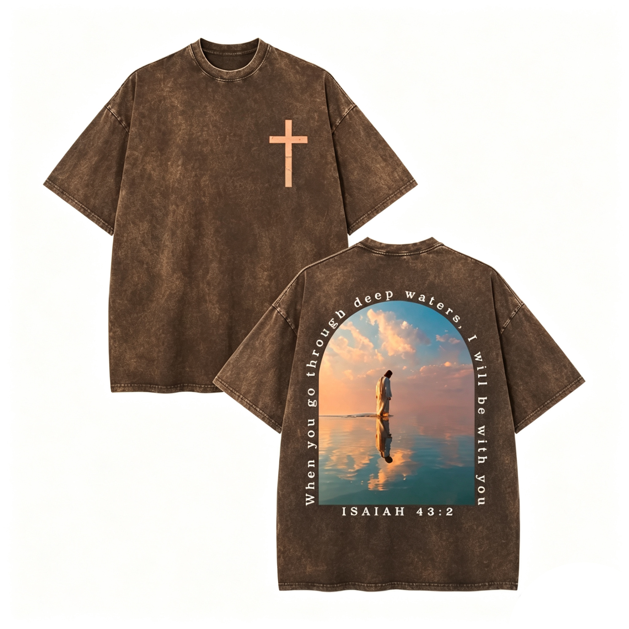 Isaiah 43:2 Washed Faith Tee ✝️ – “I Will Be With You” Vintage Shirt