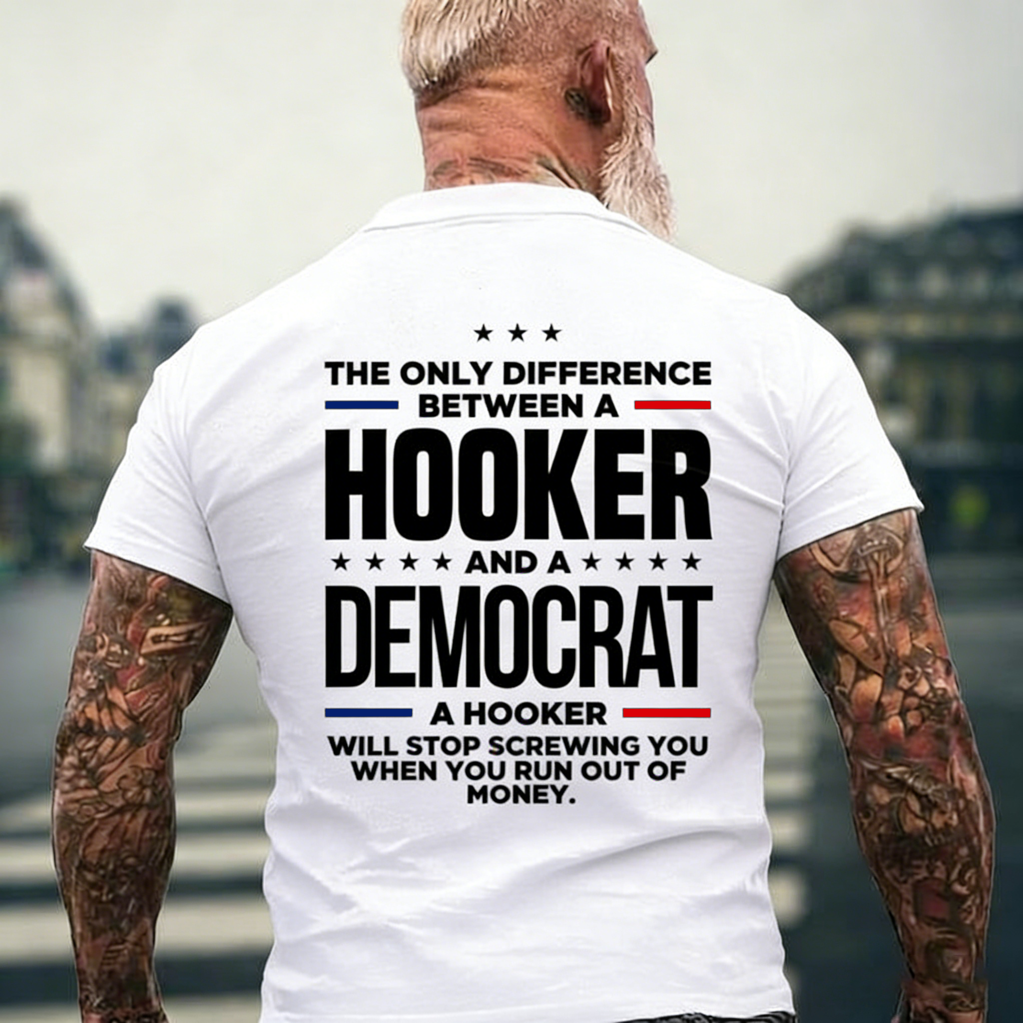 The Only Difference Between A Hooker And A Democrat Men's T-shirt 