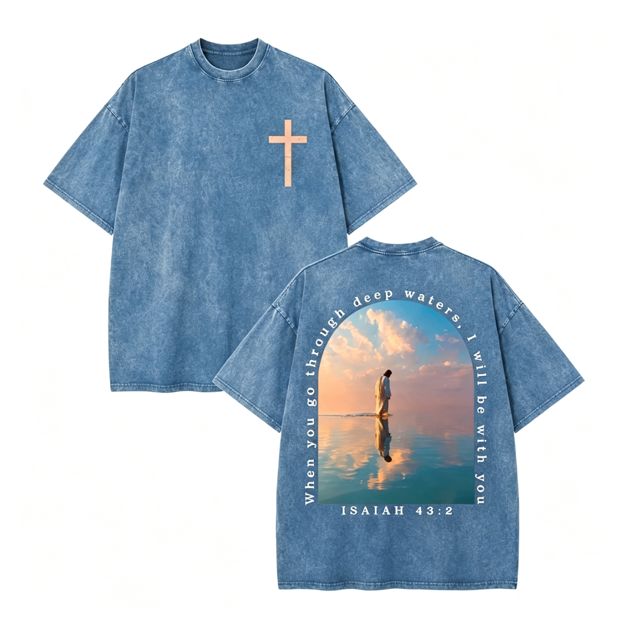 Isaiah 43:2 Washed Faith Tee ✝️ – “I Will Be With You” Vintage Shirt