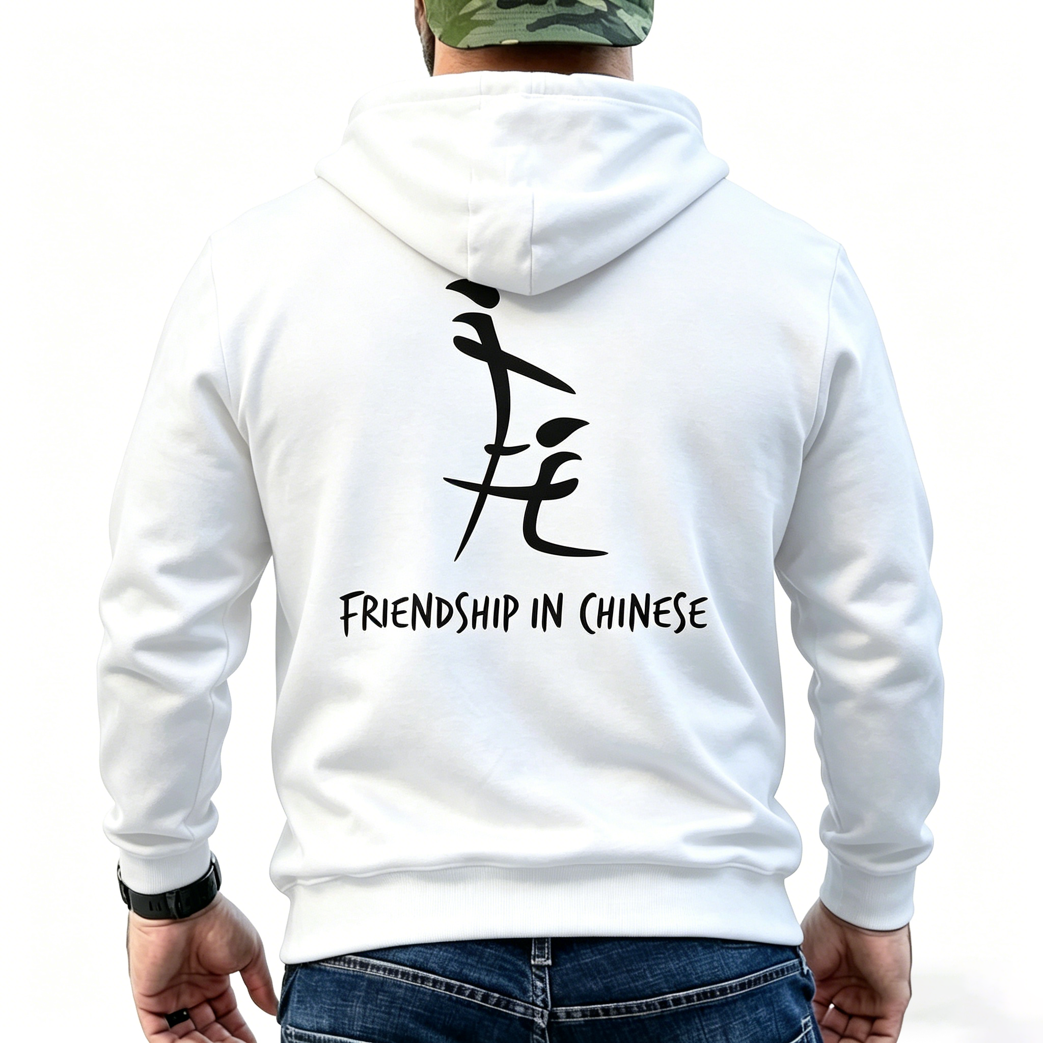 It Means Friendship In Chinese T-Shirt Tee Hoodie Sweatshirt Mens Back Print T-shirt
