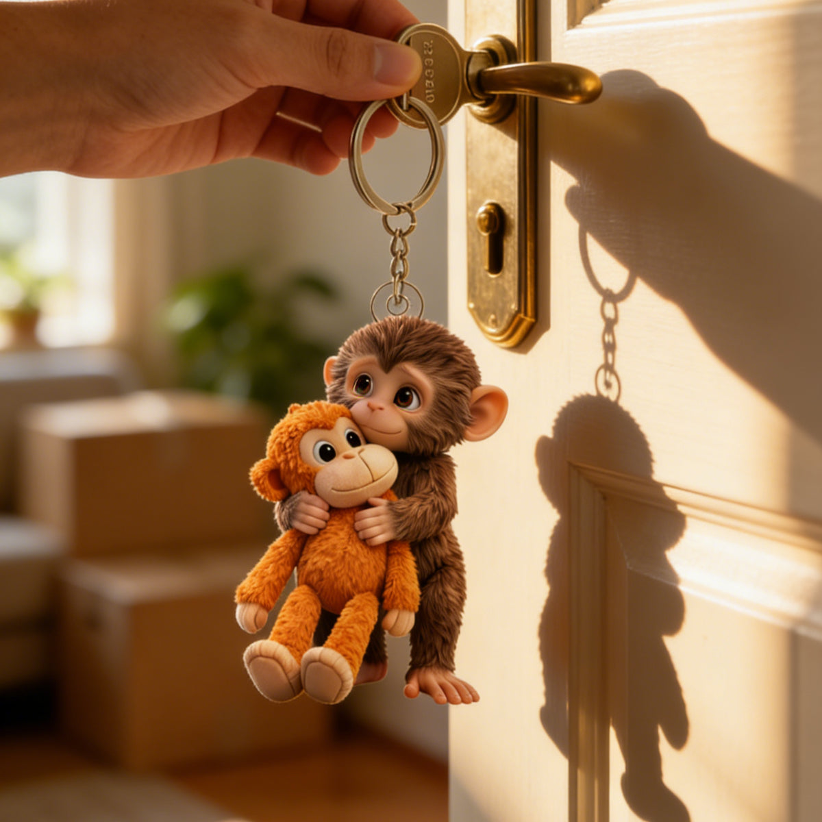 Monkey Hugging Monkey 3D Keychain -Gift For Family, Friends, Loved Ones