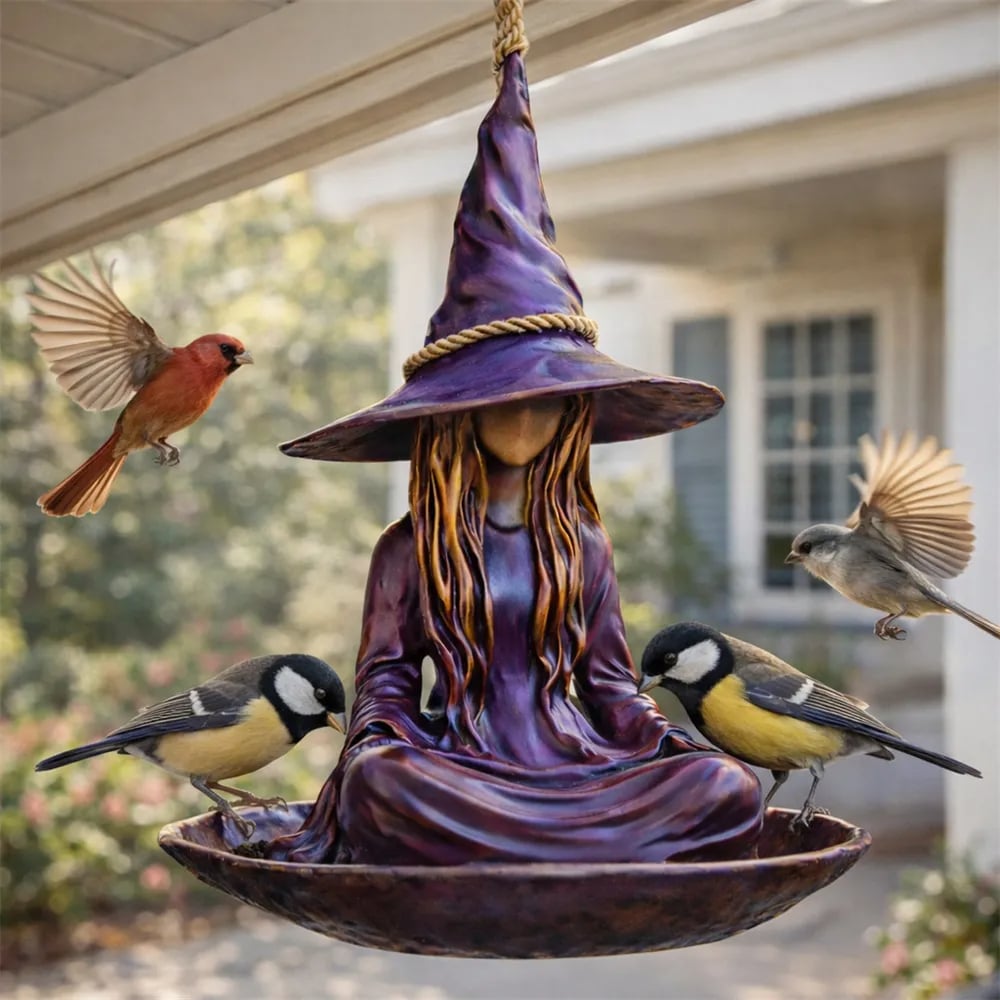 🧙‍♀️Meditating Witch Garden Bird Feeder
