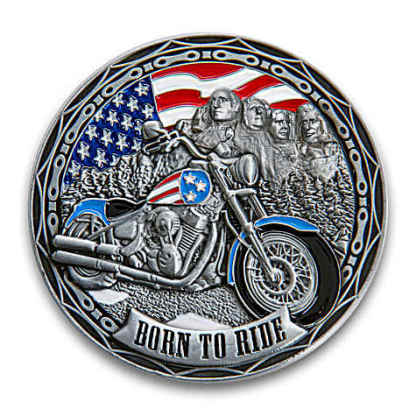 Patriotic Biker Challenge Coin