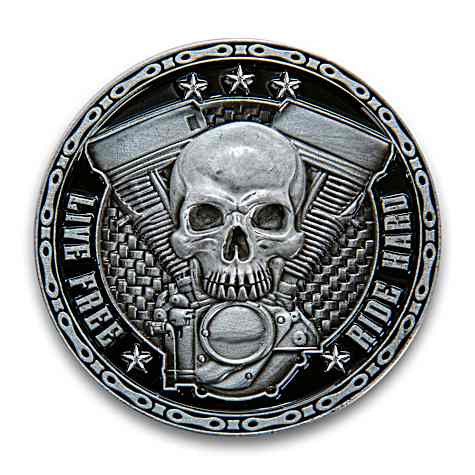 Patriotic Biker Challenge Coin