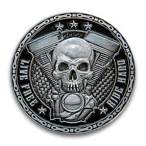 Patriotic Biker Challenge Coin