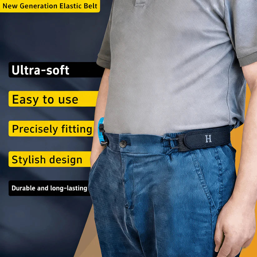Tactical Metal Hook Elastic Belt (Unisex) - Patented No - Buckle Invisible Design | Soft Adjustable Side