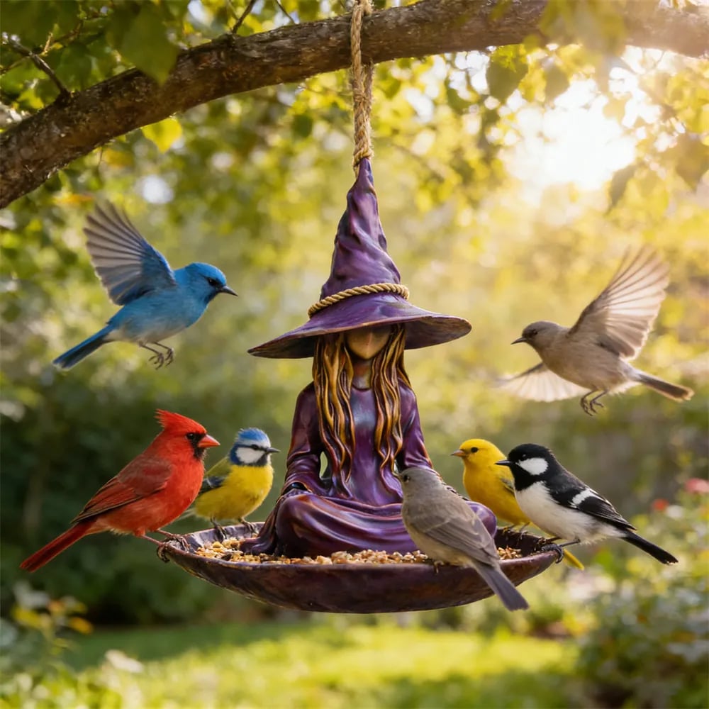 🧙‍♀️Meditating Witch Garden Bird Feeder