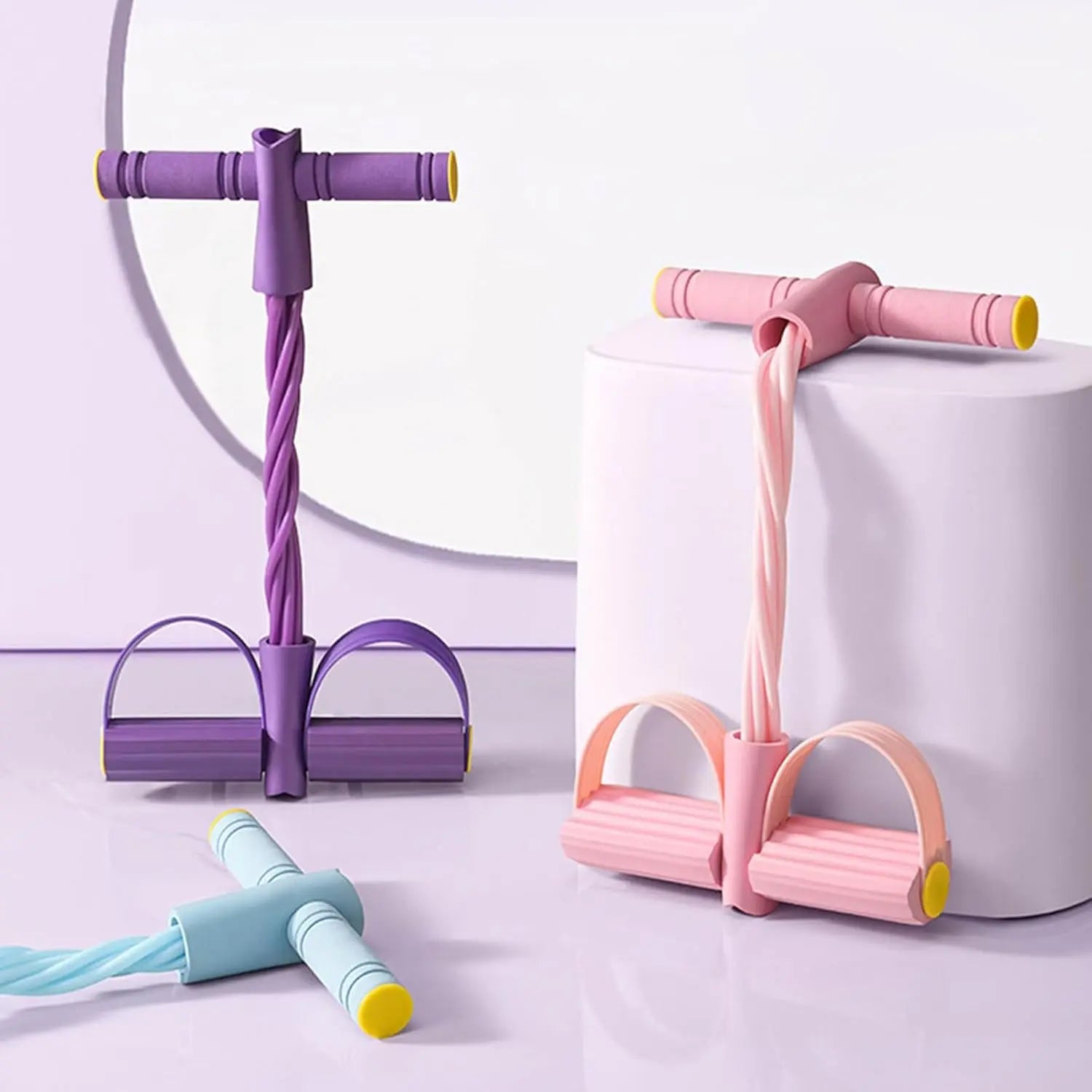 4-Tube Resistance Band Pedal - Elastic Pull Rope for Workout, Stretching & Home Fitness