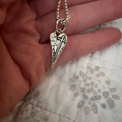 ✝️100% Handmade Silver Cross Healing Heart