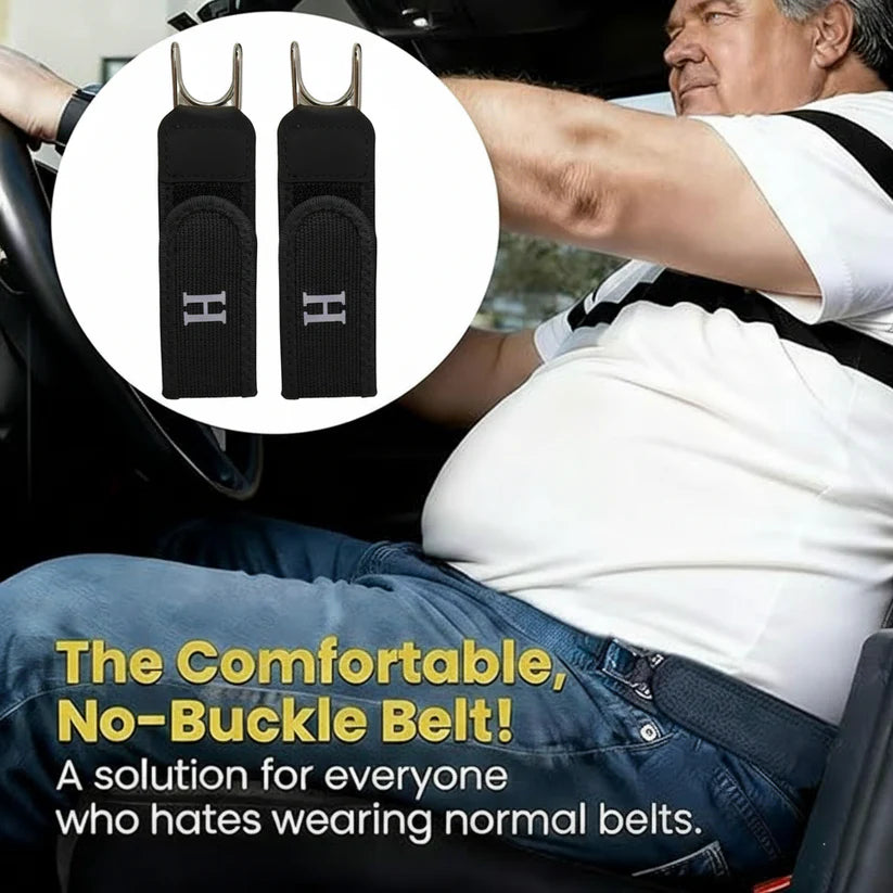 Tactical Metal Hook Elastic Belt (Unisex) - Patented No - Buckle Invisible Design | Soft Adjustable Side