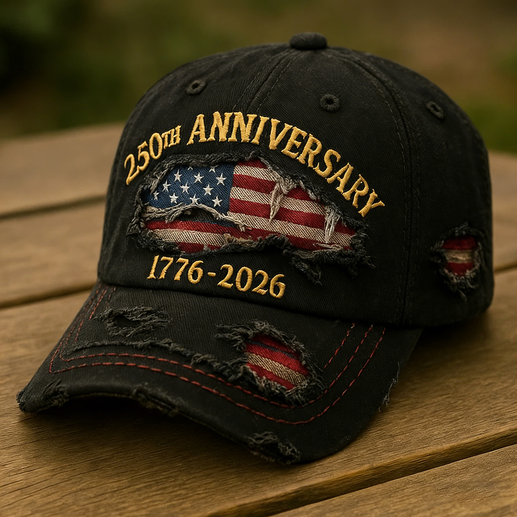 America 250th Anniversary Distressed Denim Cap – A Patriotic Tribute to 1776-2026