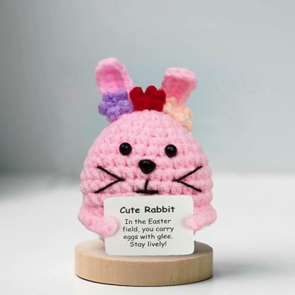 Knitted Wool Easter Toys with Positive Card for Easter Basket Stuffers Gifts